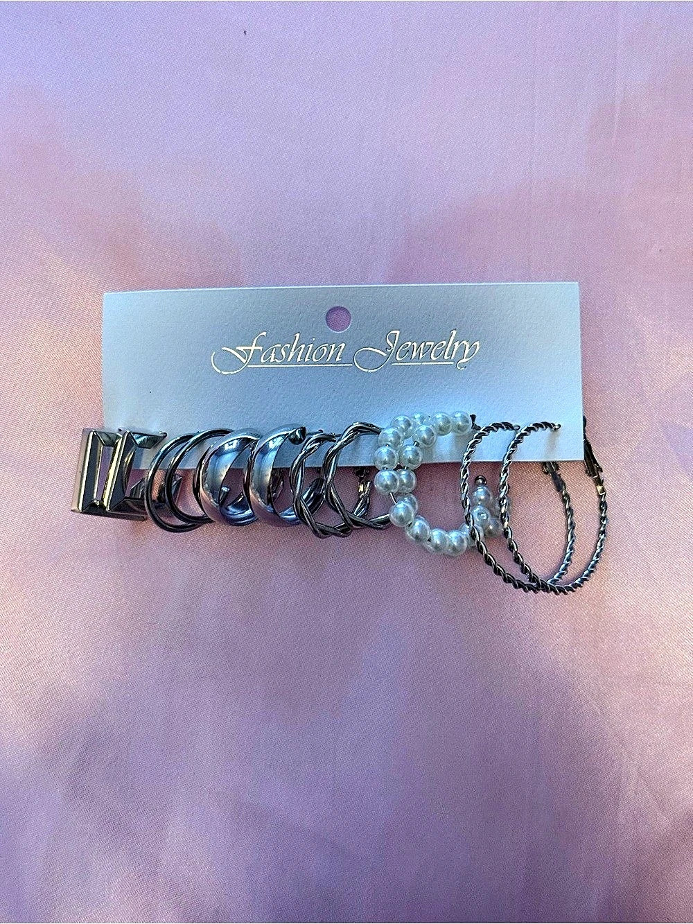 Fashion Jewelry Hoop & Dangle Earring Set in Silver NWT